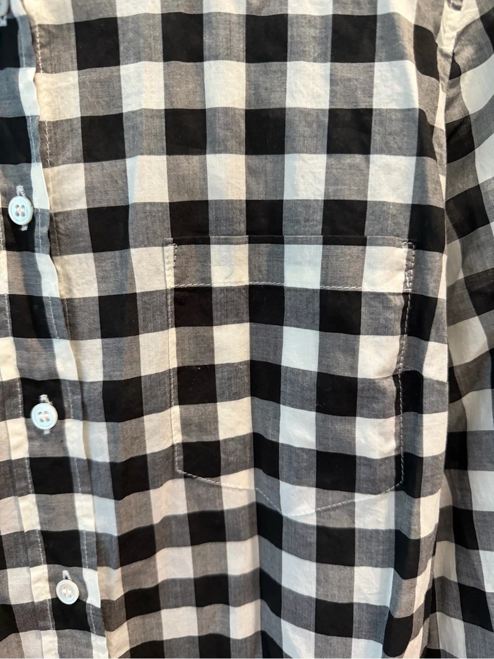 Black and White Gingham Button-Up Shirt